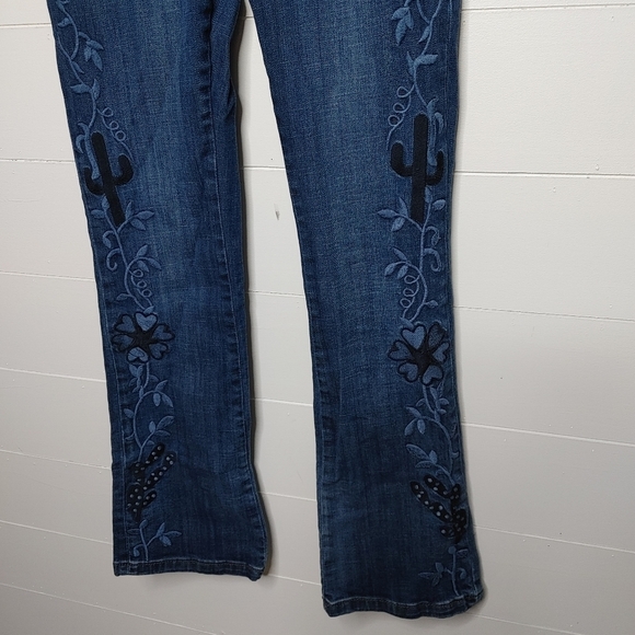 STETSON Embroidered Cactus Bootcut Jeans Size 6 - Picture 3 of 15